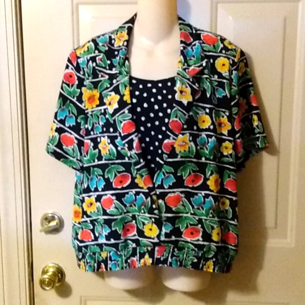 Boho Hippie Plus Size Blouse Poppy Tulips Cottagecore Coastal Grandma Trad